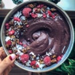 Chocolate Raspberry Smoothie | This delicious vegan smoothie recipe is also gluten-free, Paleo-friendly & refined sugar free! You’ll definitely want to add this one to your healthy smoothies recipe collection! | Shuangy’s Kitchen Sink #shuangyskitchensink #vegan #glutenfree #paleo #vegansmoothies #paleosmoothies #healthysmoothies #chocolatesmoothies #realfoodrecipes