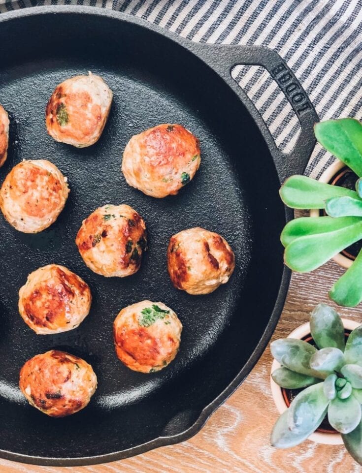 These Turkey Meatballs are paleo, gluten-free and WHOLE30 approved. They are packed with flavors and super easy to make. I love pairing it with some sauteed zoodles and micro-green.