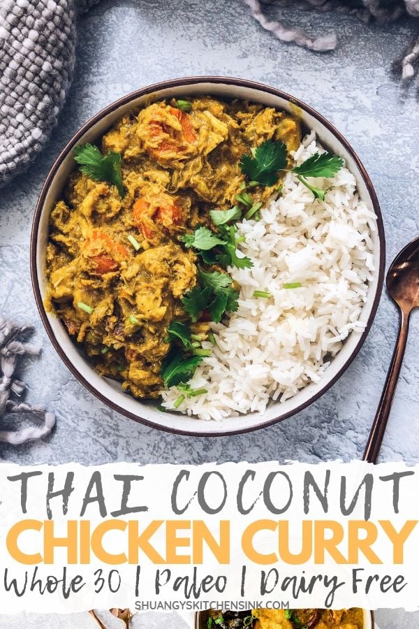 Coconut Thai Curry Chicken {Crockpot or instapot} | Shuangy's Kitchensink