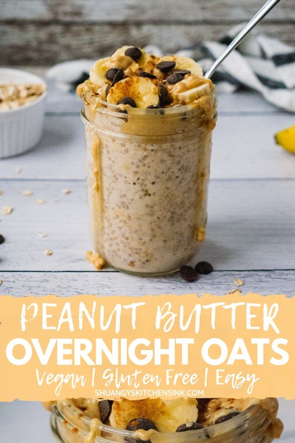 Peanut Butter Overnight Oats {vegan+gluten-free}