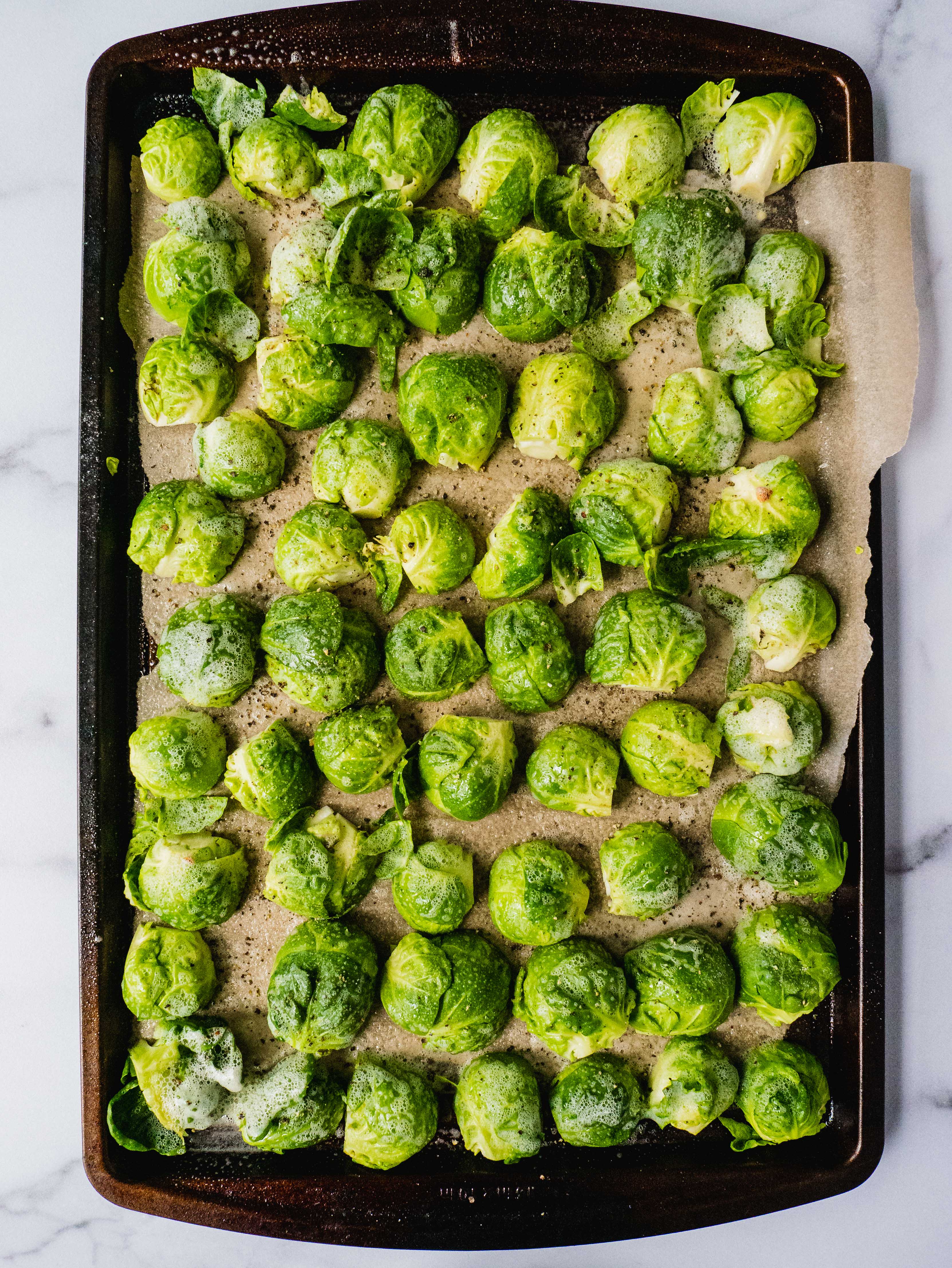 Baked Crispy Bacon Brussel Sprouts - Shuangy's Kitchensink