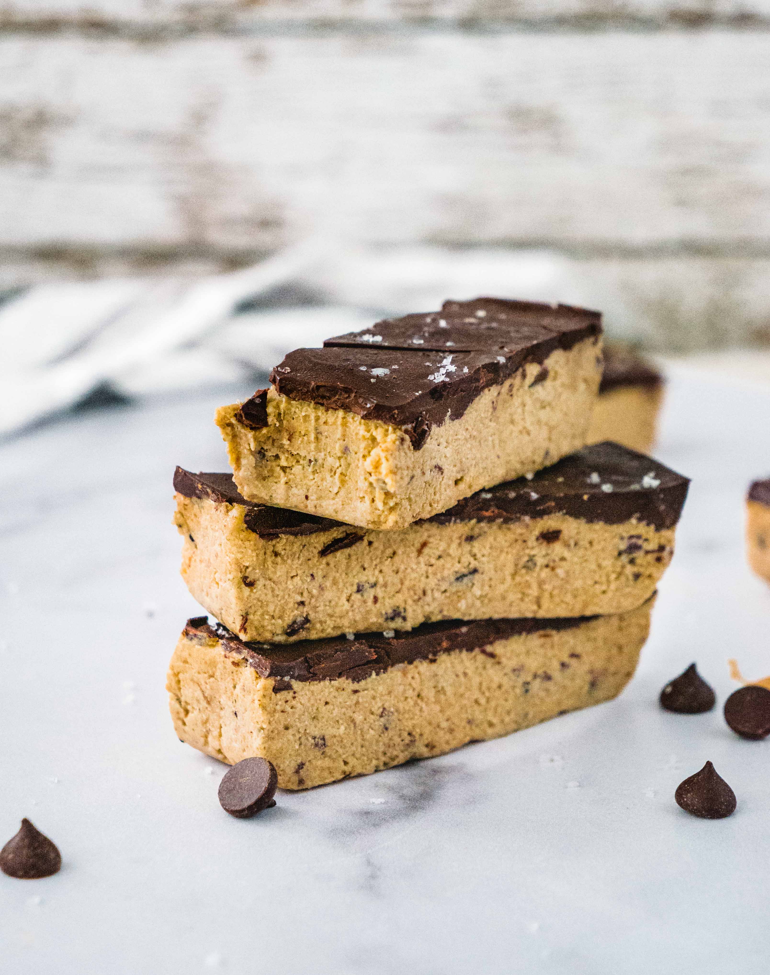 No Bake Chocolate Chip Cookie Dough Bars Shuangys Kitchensink