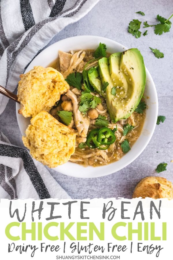 Slow Cooker White Bean Chicken Chili - Shuangy's Kitchen Sink