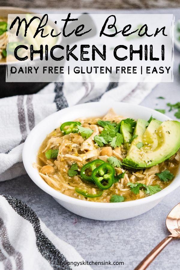 Slow Cooker White Bean Chicken Chili - Shuangy's Kitchen Sink