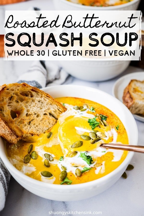 Healthy Whole30 Butternut Squash Soup - Shuangy's Kitchen Sink