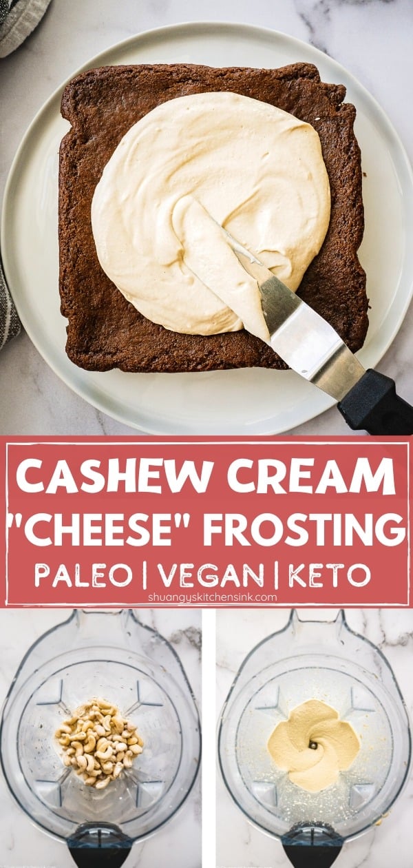 nyblandad cashew cream cheese frosting. Strukturen verkar vara krämig och siky.