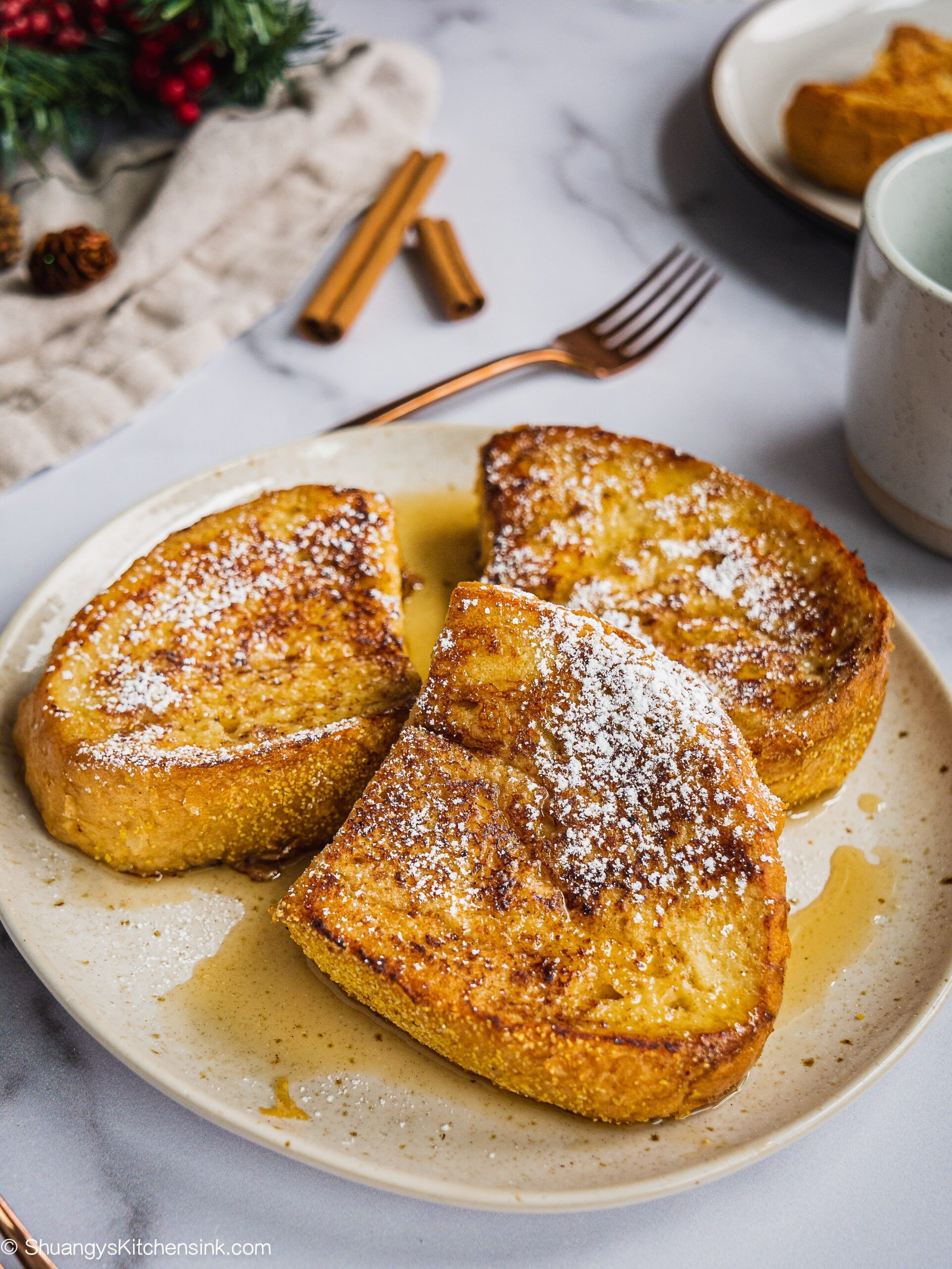 EggNog French Toast (Dairy Free) - Shuangy's Kitchensink