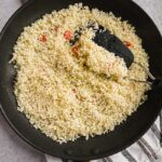 A pan of riced cauliflower