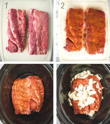 Instruction step by step on how to cook Slow Cooker BBQ Ribs.