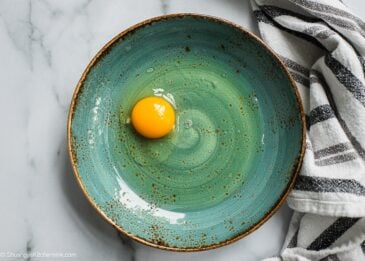A bowl of egg and olive oil