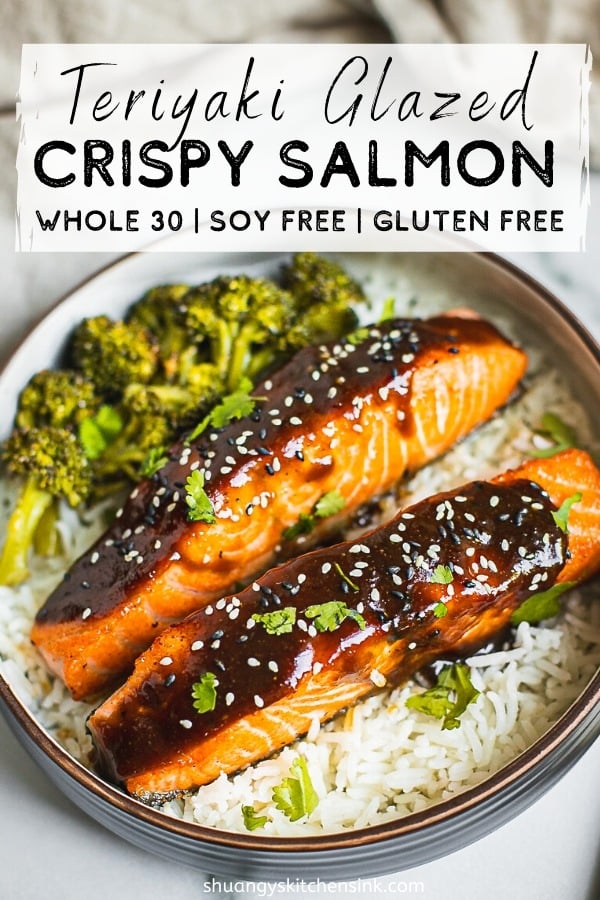 Crispy Teriyaki Glazed Salmon {Whole30} | Shuangy's Kitchen Sink