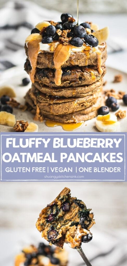 Fluffy blueberry & banana pancakes with oats recipe