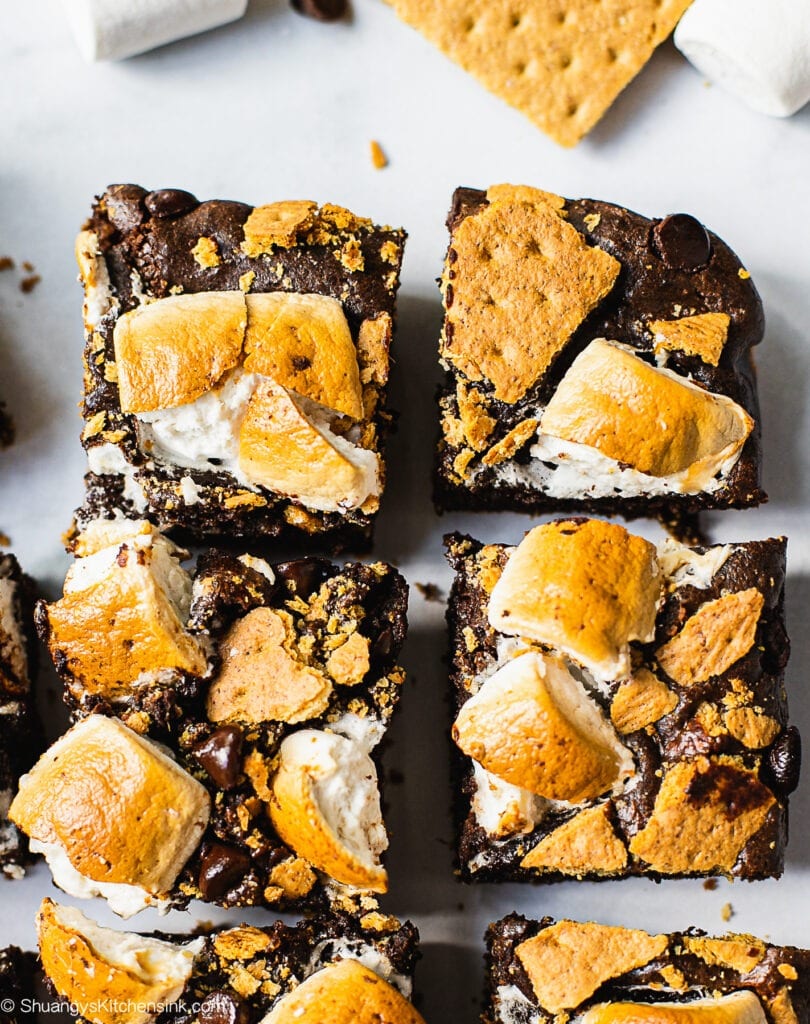 S'Mores Brownies (Graham Cracker Crust) | Shuangy's Kitchensink