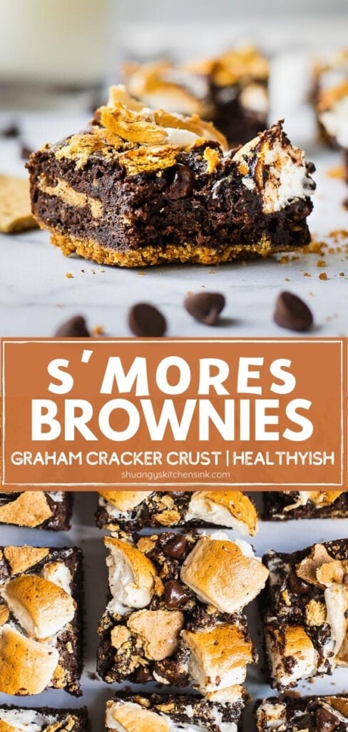 Heealthy S Mores Brownies Graham Cracker Crust Shuangy S Kitchen