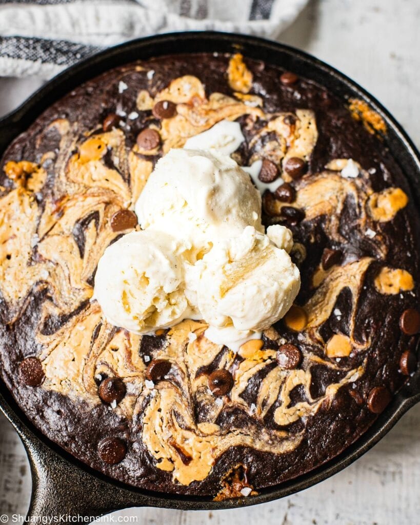 Cast Iron Skillet Brownie - Don't Waste the Crumbs