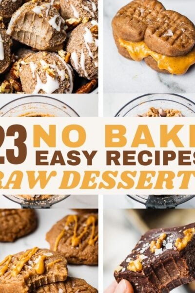 A collection of no bake dessert, keto energy bites, paleo bliss balls, and post workout snacks.