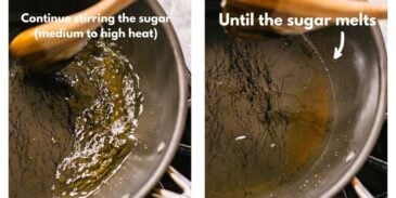 sugar is being caramelized in oil