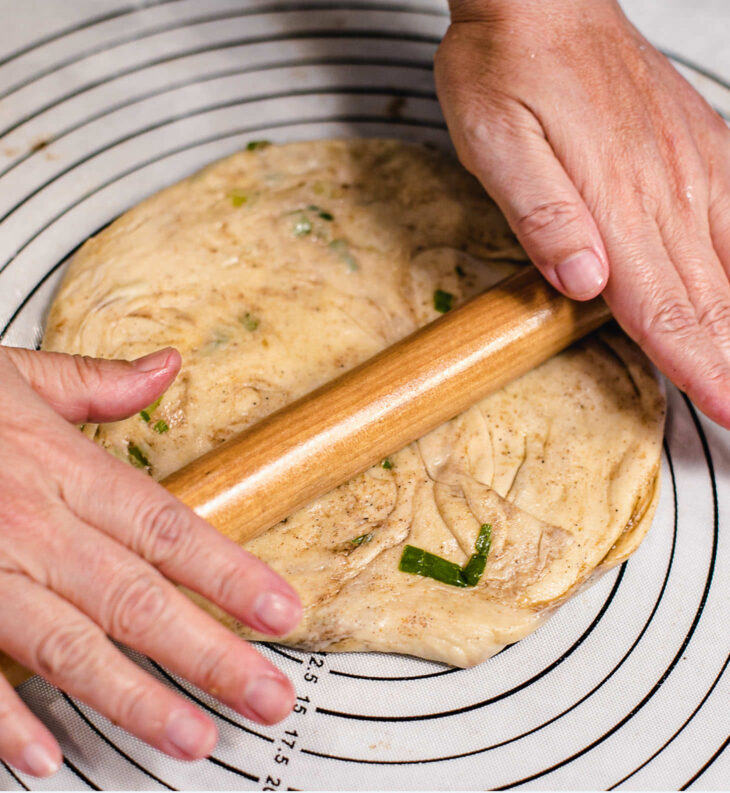 Roll each spiral into a round pancake shape.