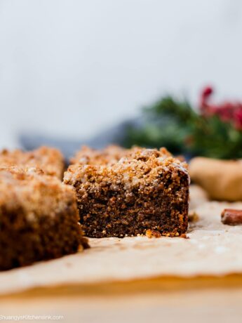 a thick piece of healthy coffee cake