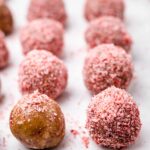 raw balls covered in sweet sugar-free pink dust