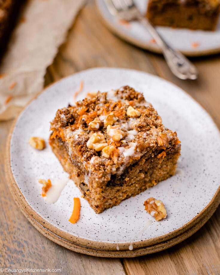 slice of healthy carrot coffee cake