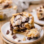 Freshly made homemade s’mores baked dessert on a plate with vegan coconut simple icing