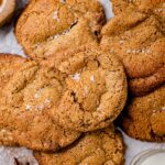 golden brown pumpkin butter cookies are laying on a baking tray