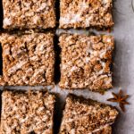 Healthy Paleo Apple Cake cut into 9 squares