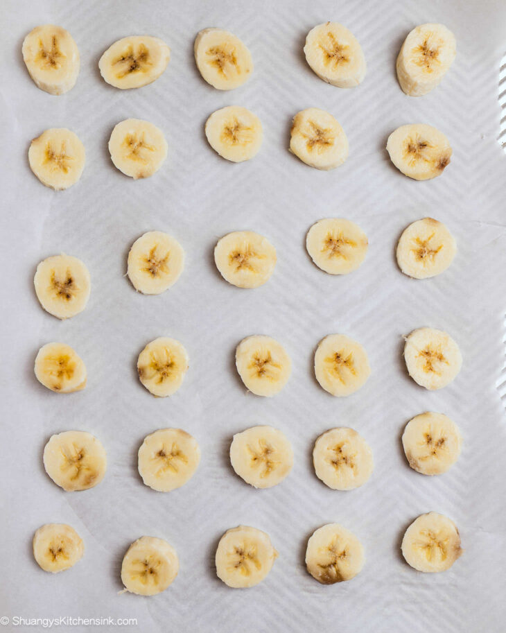 Instruction for peanut butter banana chocolate bites