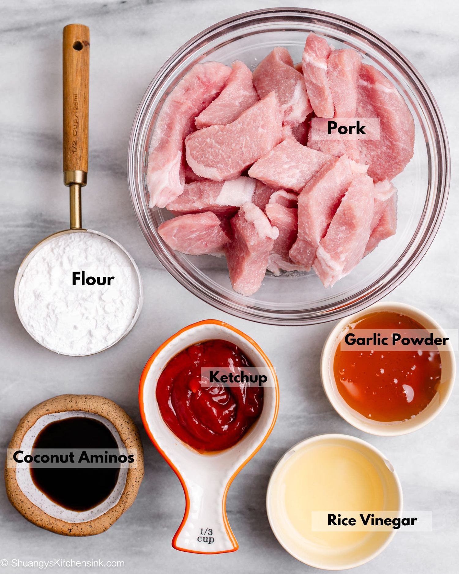 Ingredients for the best sweet and sour pork.
