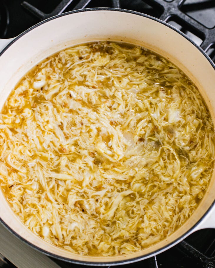 Step by step instruction for egg drop soup.