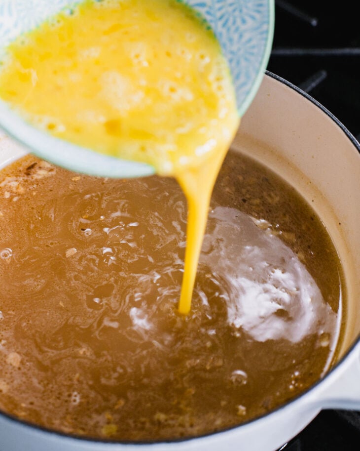 Step by step instruction for egg drop soup.