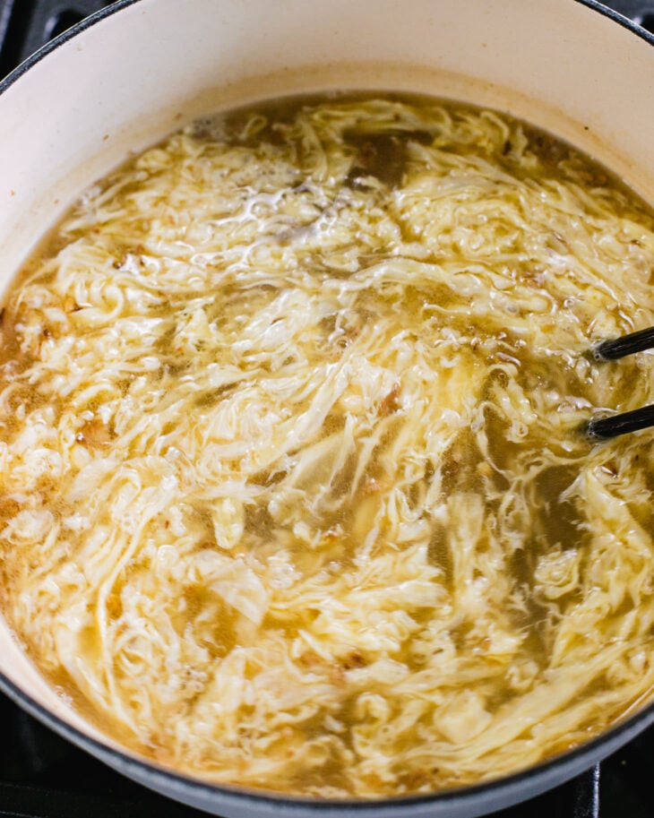 Step by step instruction for egg drop soup.