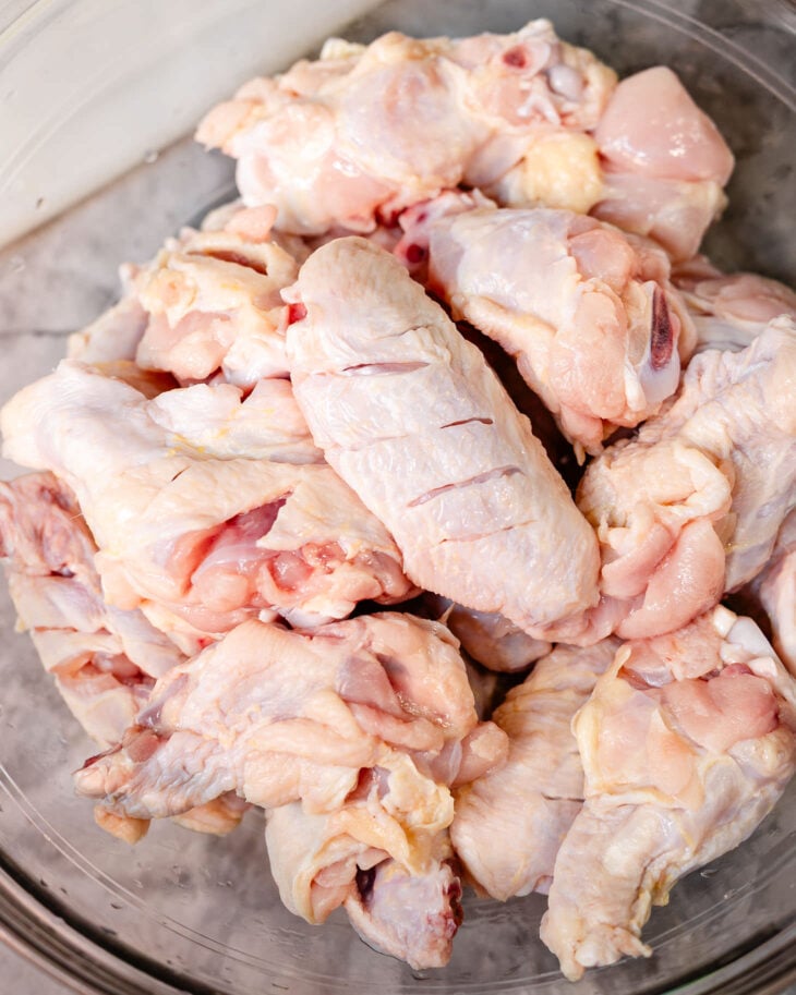 The cuts should be shallow, not through the bones.