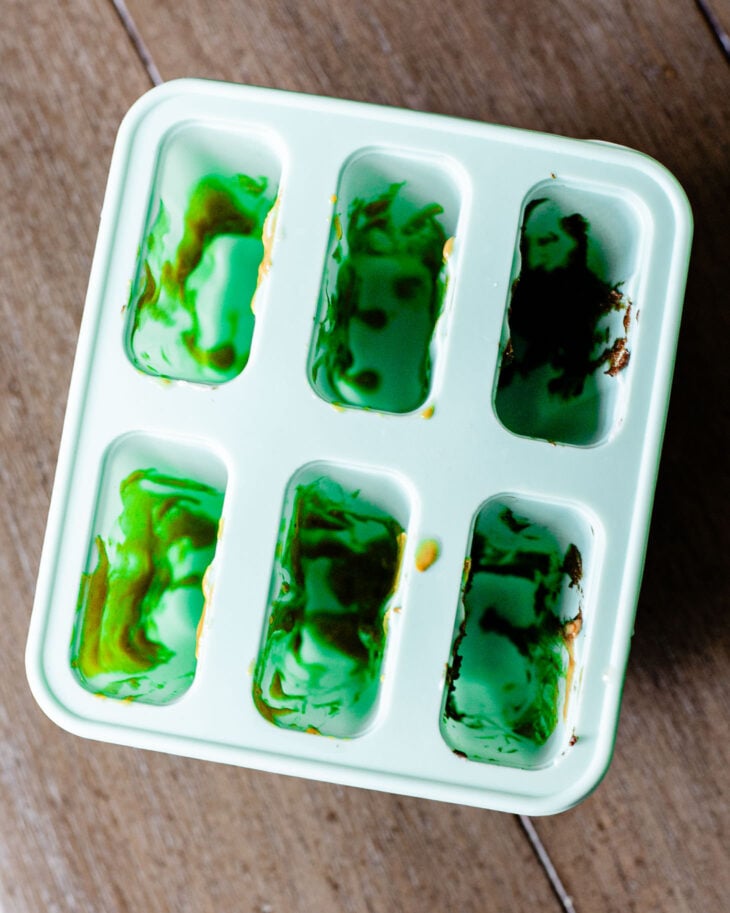 Optional: Swirl peanut butter in the popsicle mold.