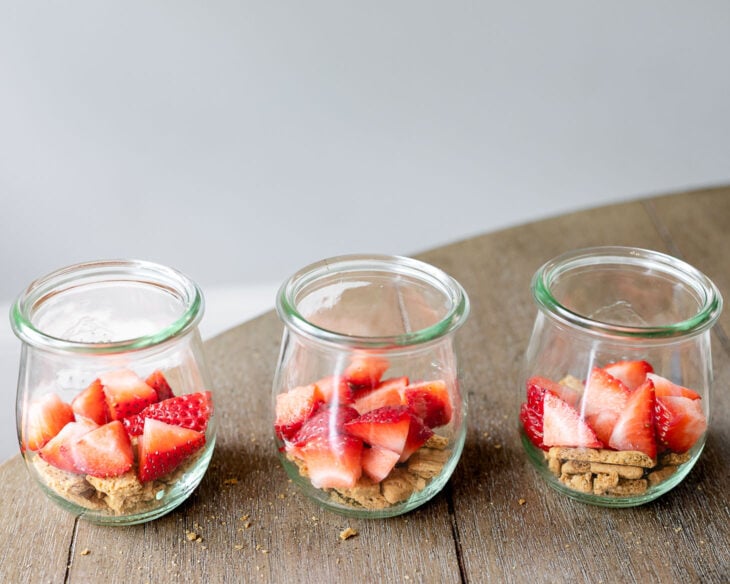 Top with a layer of chopped strawberries.