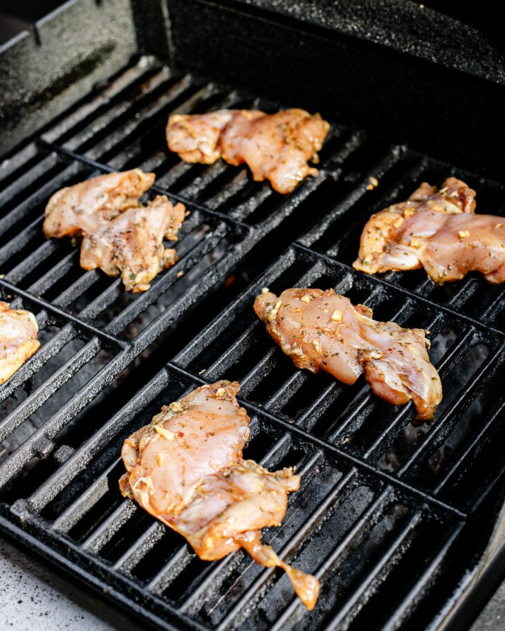 When ready to cook, lightly grease the grill grates and place the chicken on the grill over medium-high heat.