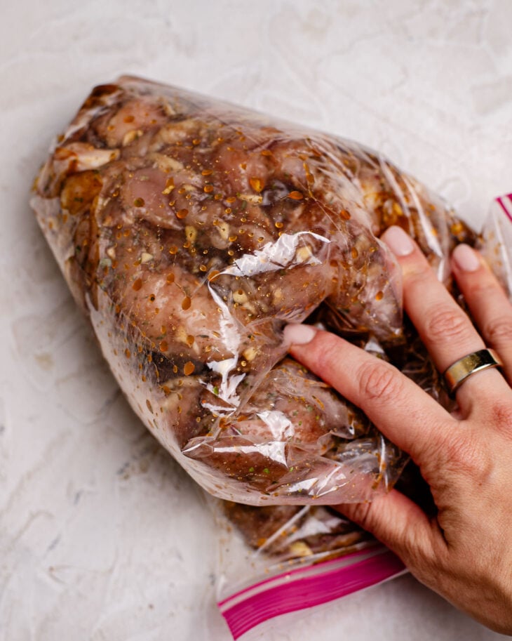 Seal the bag and massage the chicken thoroughly to make sure every piece is evenly coated.