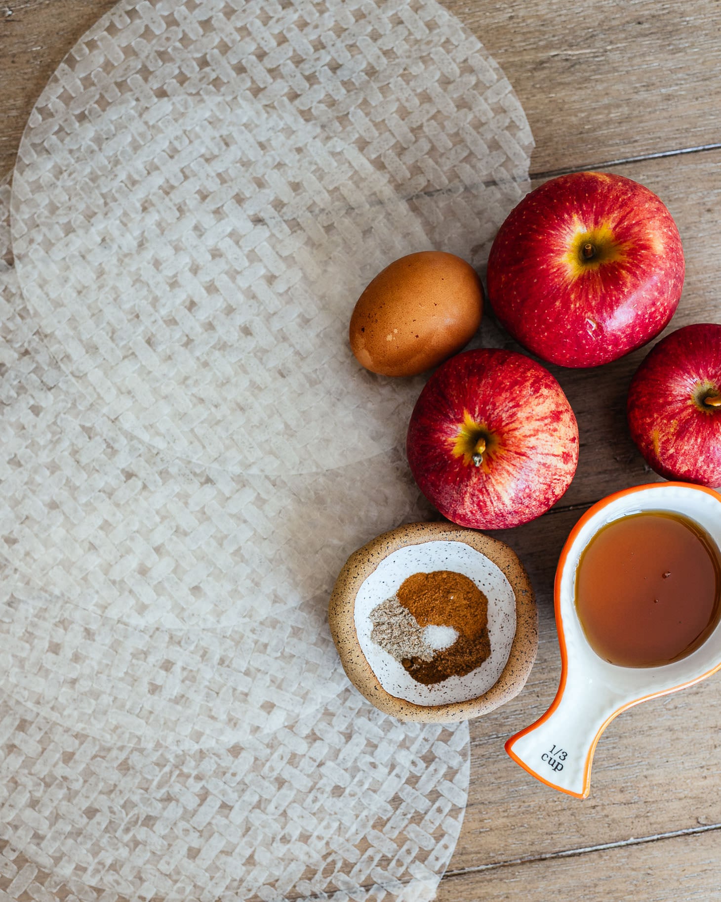 Some ingredients needed to make apple pie spring rolls